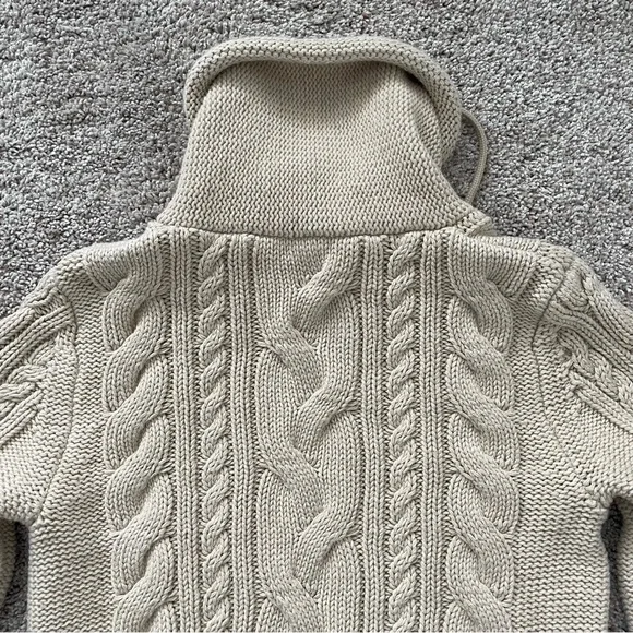 L.L. Bean Beige Cable Knit Turtleneck Sweater - Picture 10 of 15